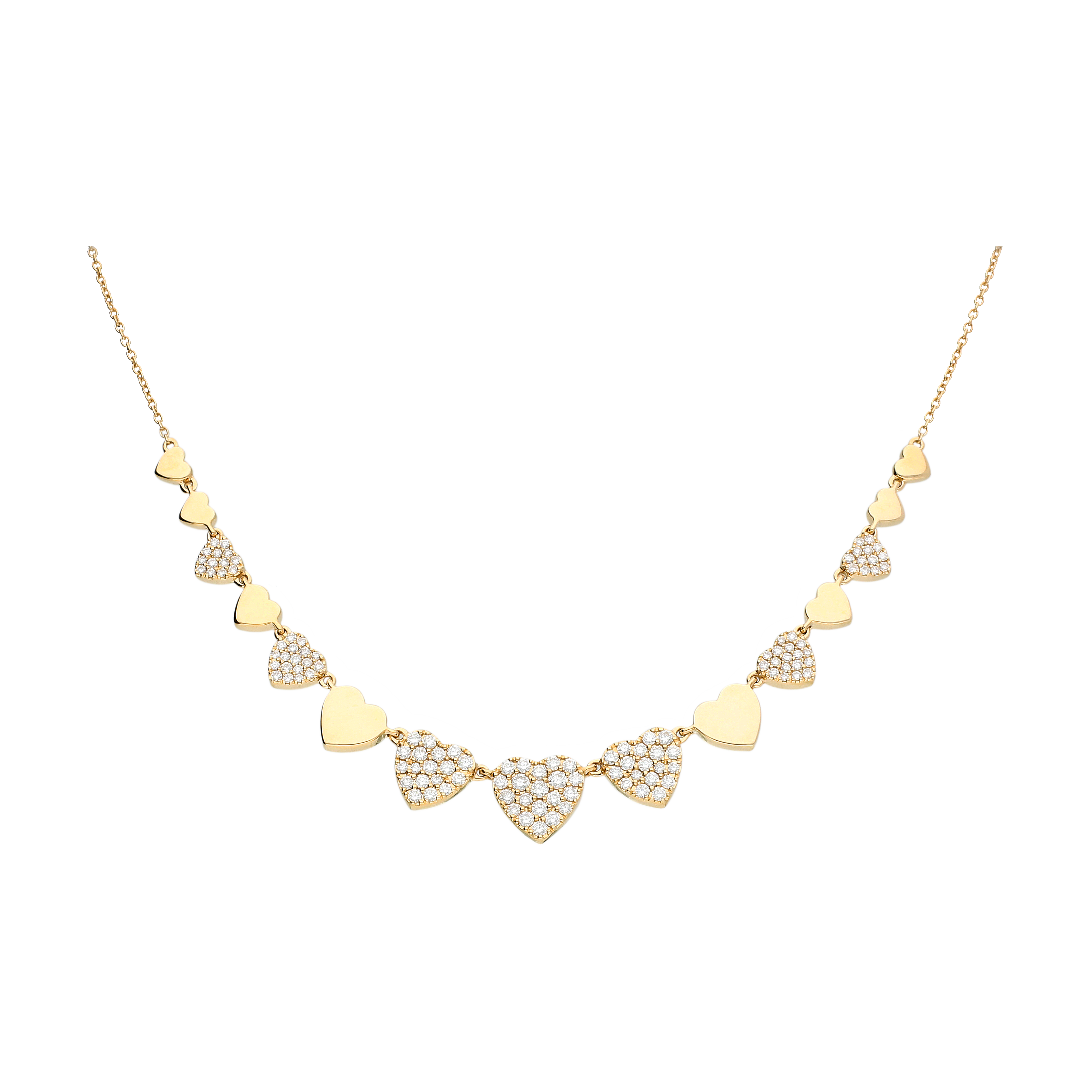 Bartorelli Italian Jewels | COLLANA IN ORO ROSA CON CUORI A SCALARE E PAV&Eacute; DI DIAMANTI - VN26611DP (1)