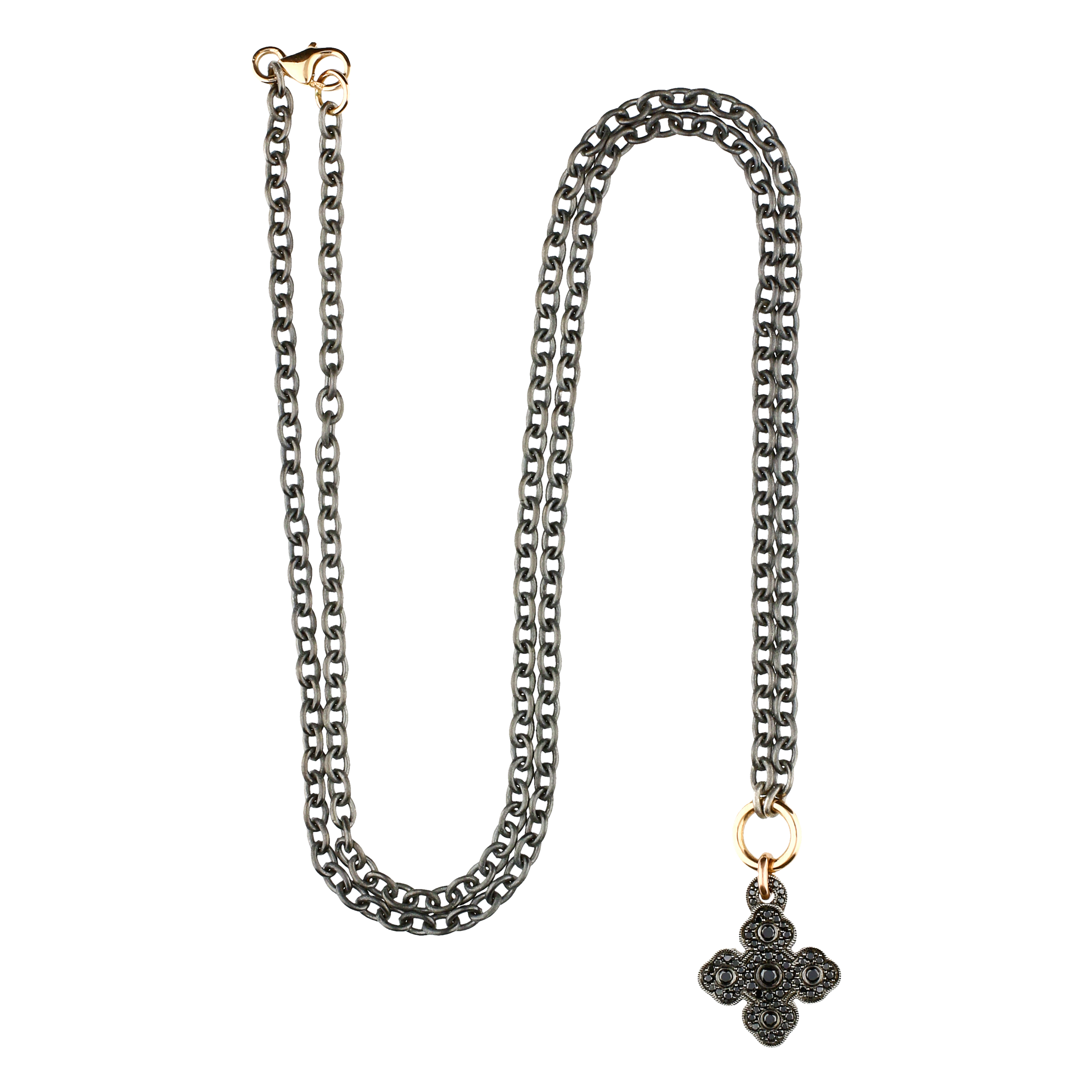 Bartorelli Italian Jewels | Collana con ciondolo croce in oro brunito e diamanti neri - VP25819DKX09 (3)