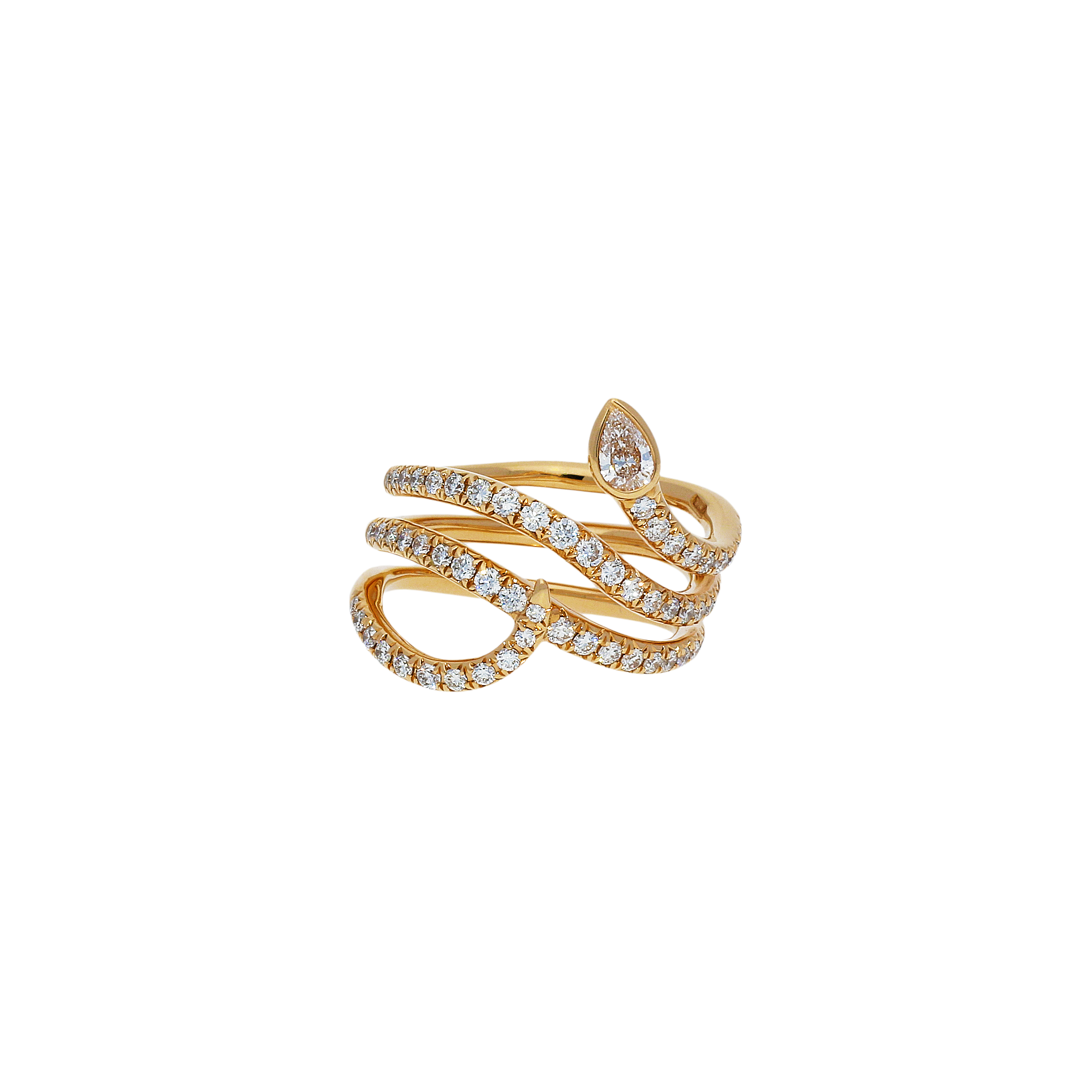 Bartorelli Italian Jewels | Serpente-Anello in oro rosa 18 carati e diamanti bianchi taglio brillante e taglio goccia - VR25061DP- (2)