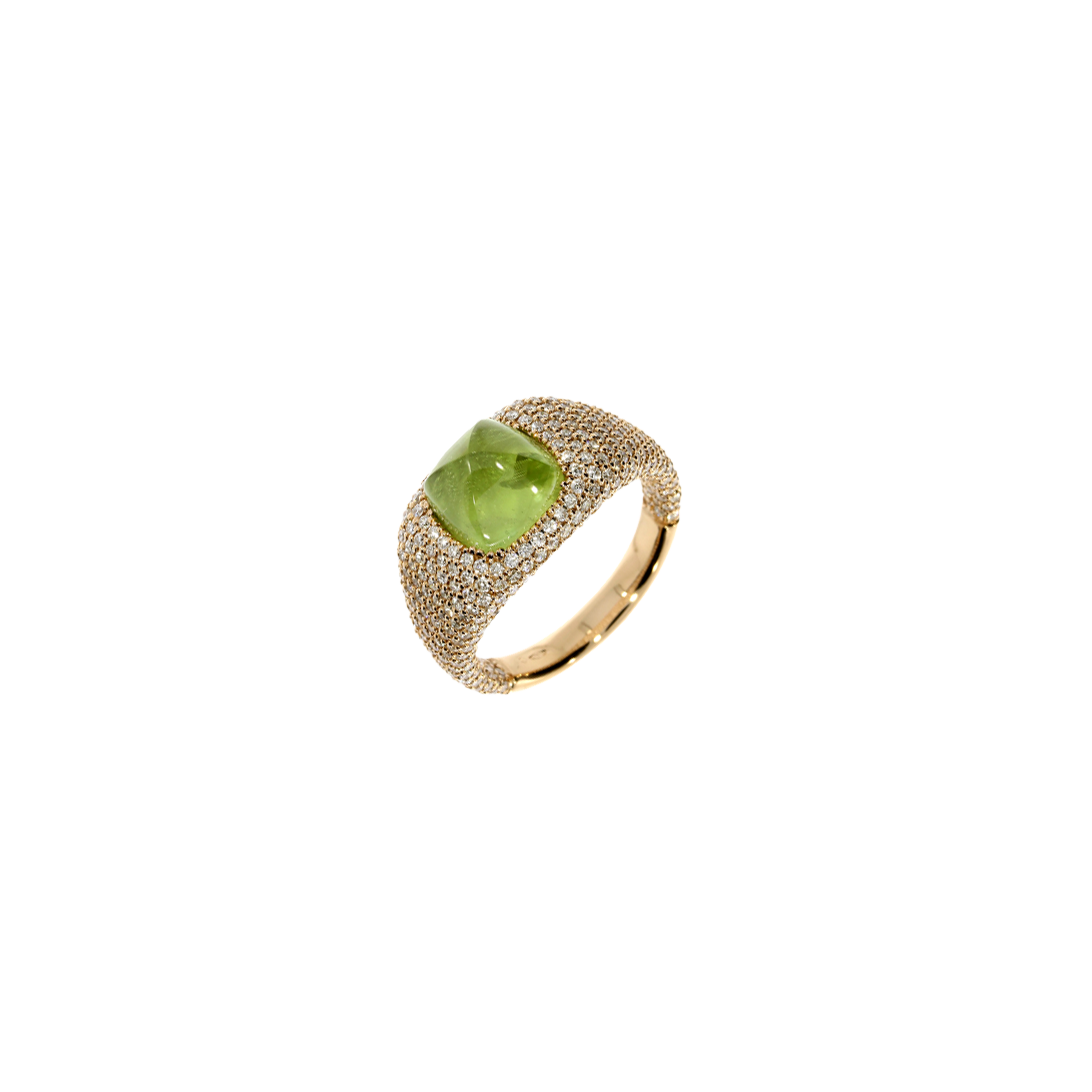 Bartorelli Italian Jewels | ANELLO IN ORO ROSA CON PERIDOTO E PAV&Egrave; DI DIAMANTI - VR28086DPDP (1)