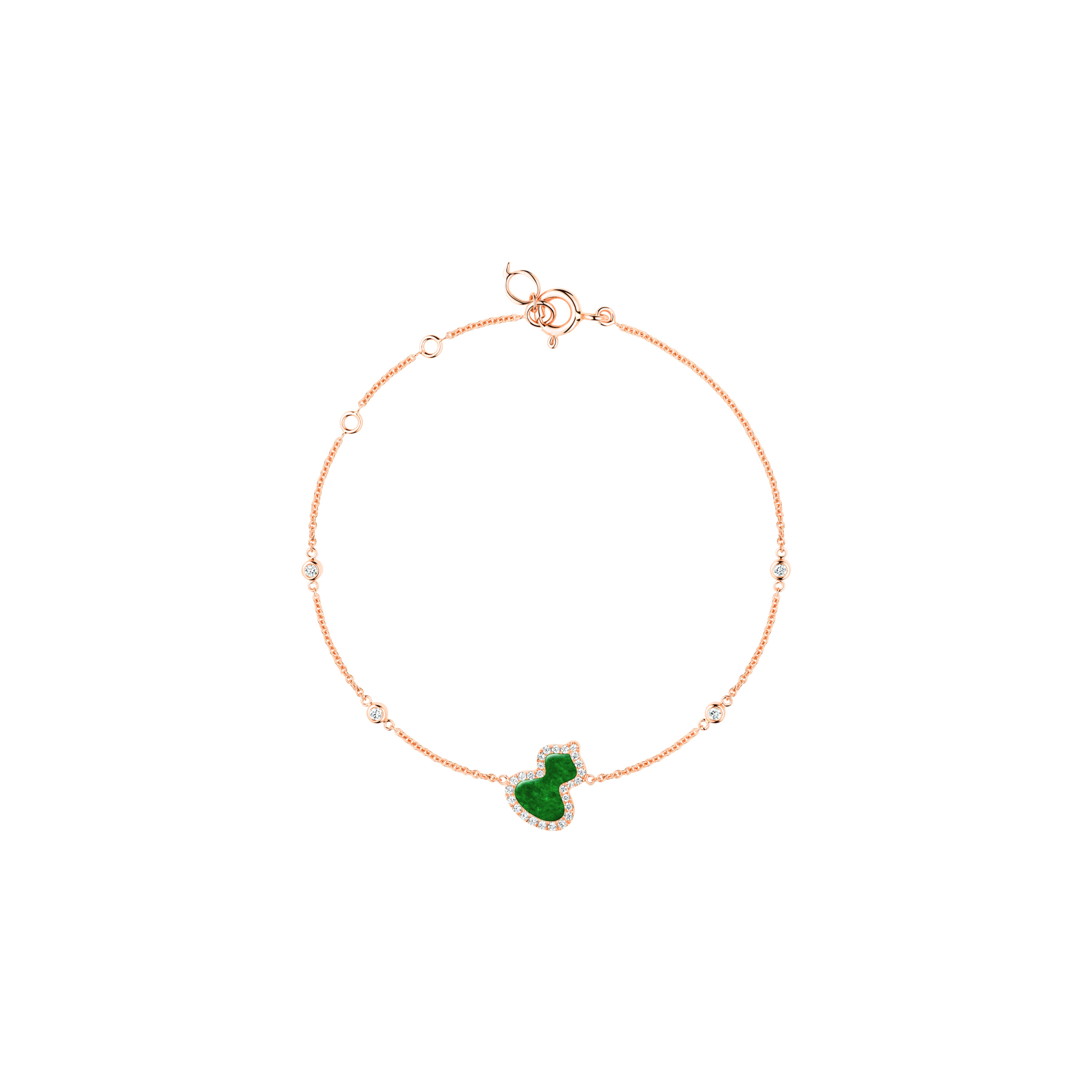 Qeelin | BRACCIALE PETITE WULU IN ORO ROSA CON GIADA E  DIAMANTI - WU-BR0016B-RGDGJE-----FP----- - WUBPT16RGJE (1)