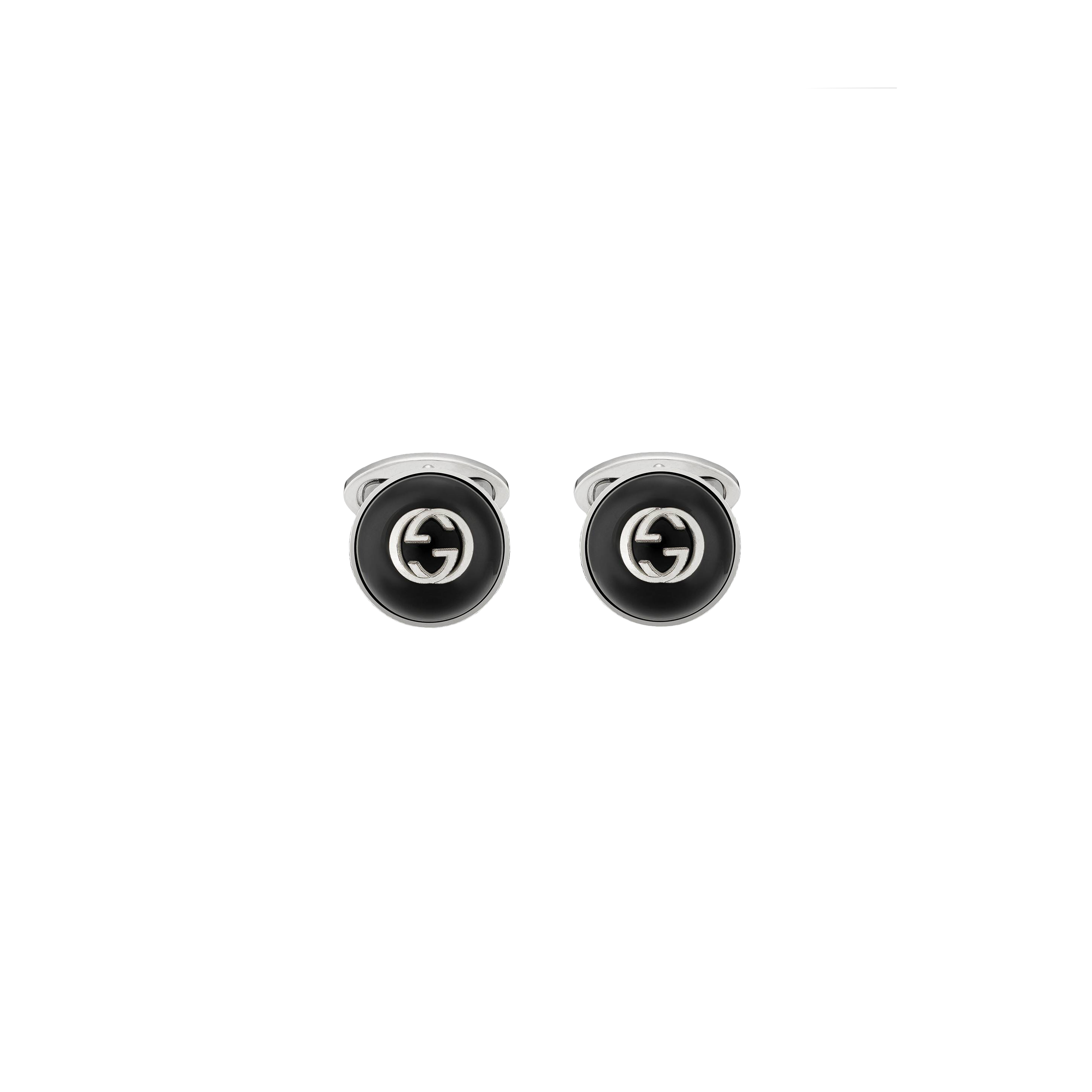 Gucci | GEMELLI GUCCI INTERLOCKING IN ARGENTO CON ONICE - YBE64558900200U - YBE64558900200U (1)