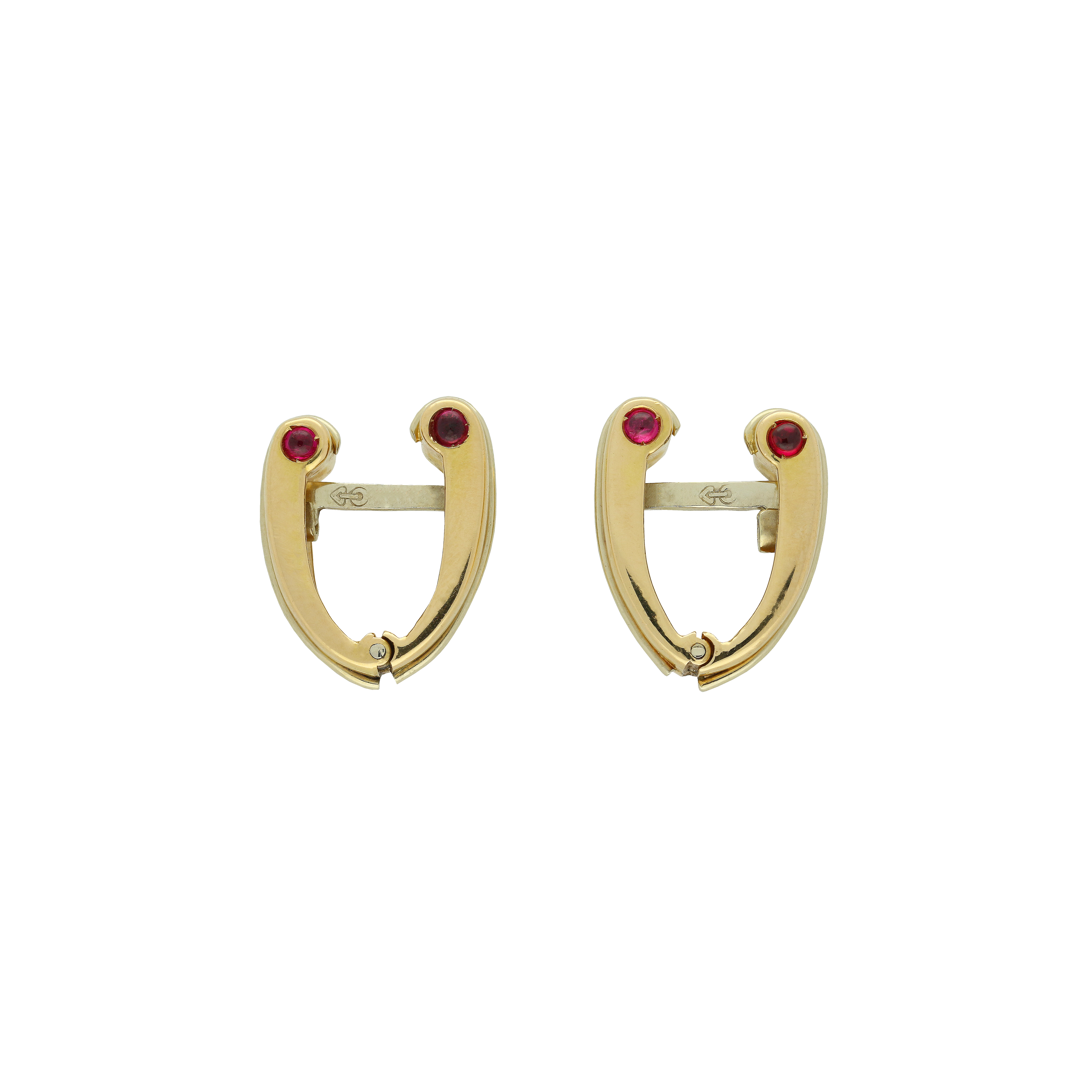 Bartorelli Italian Jewels | GEMELLI A FERRO DI CAVALLO IN ORO ROSA E RUBINI - 3190 (1)