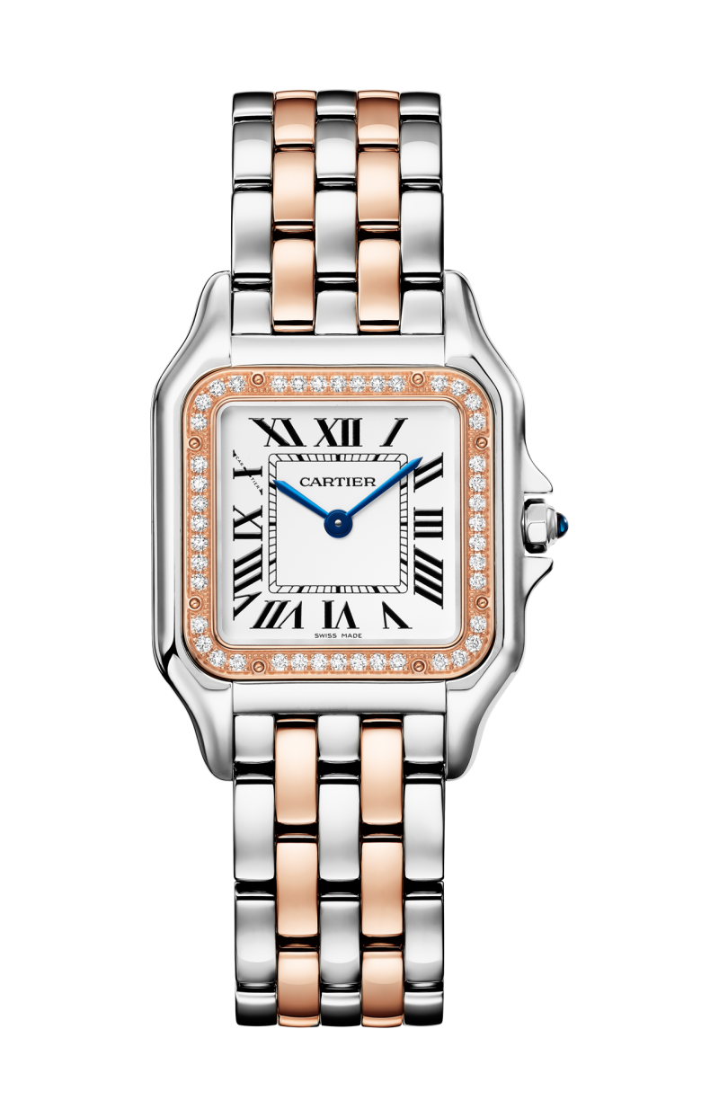 Cartier | PANTH&Egrave;RE DE CARTIER, MODELLO MEDIO, ACCIAIO, ORO ROSA, DIAMANTI, QUARZO - W3PN0015 (1)