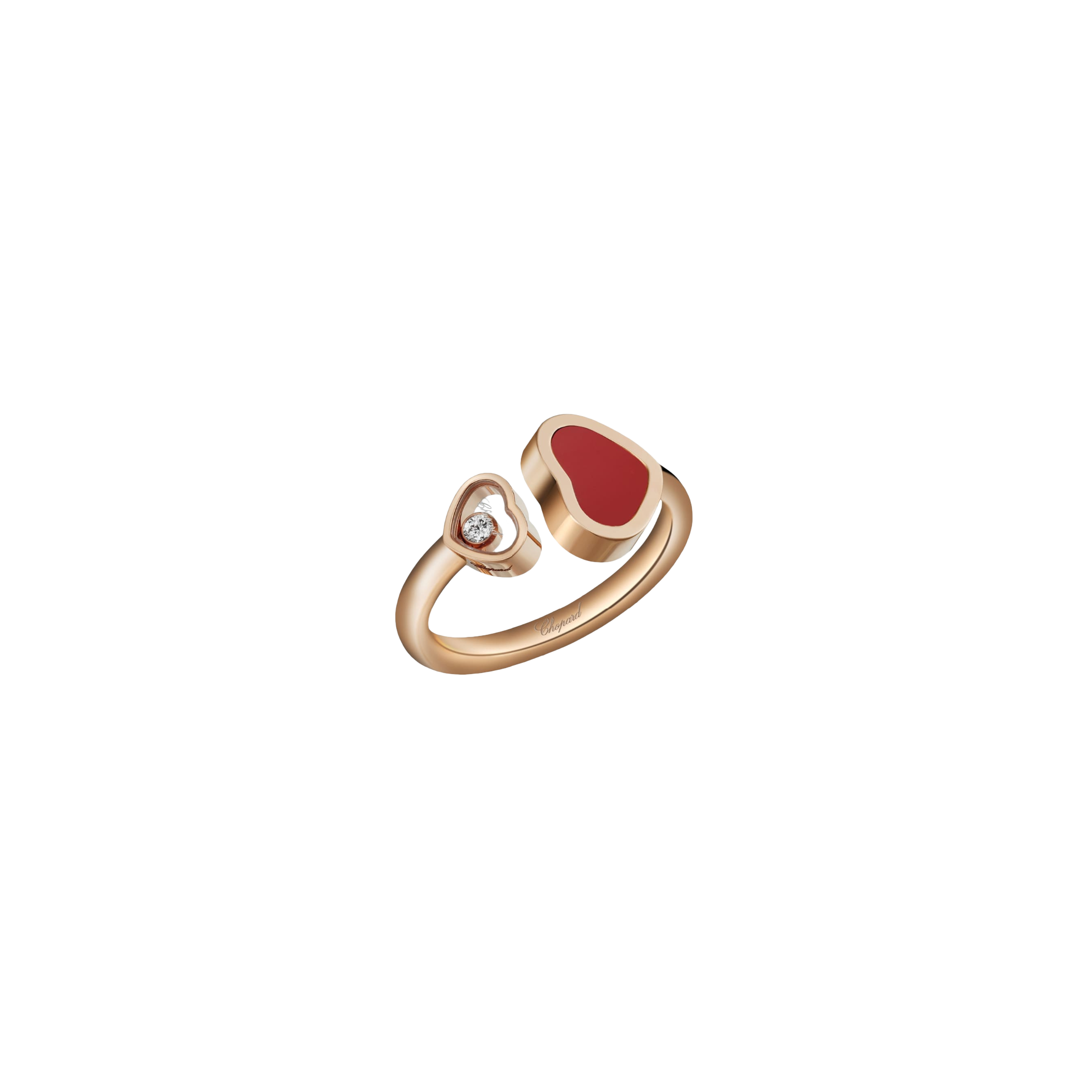 Chopard | CHOPARD - HAPPY HEARTS - ANELLO IN ORO ROSA CON DIAMANTE E PIETRA ROSSA - 829482-5800 - 829482 (1)
